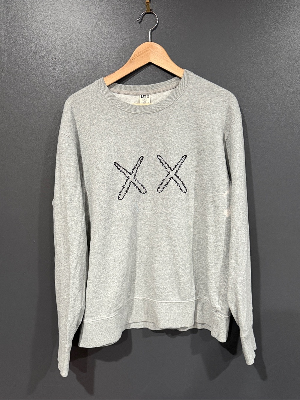 Grey Crewneck Sweatshirt with XX Embroidery Large